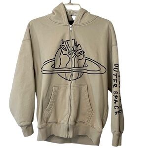 BROKEN PLANET MARKET OUTER SPACE FULL ZIP UP HOODIE SWEATSHIRT XS